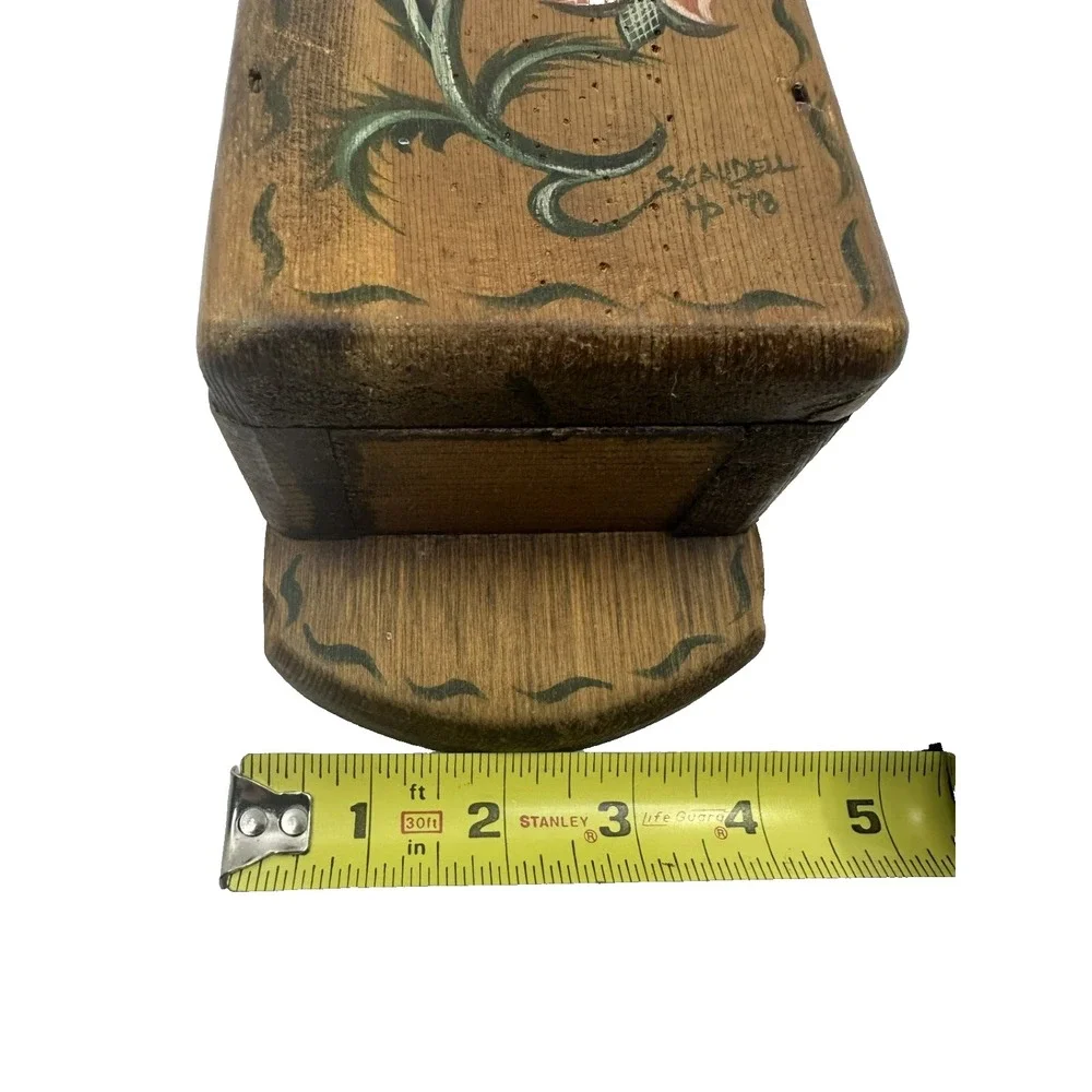 Habersham‎ Plantation Wood Wall Pocket 1978 Brown Good Folk Art Floral Box